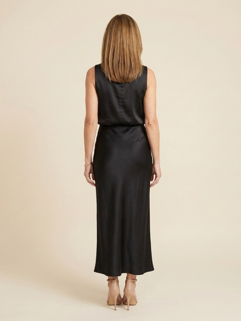 Elegant Satin High Neck Maxi Dress for Women