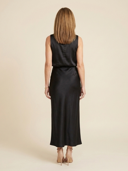 Elegant Satin High Neck Maxi Dress for Women