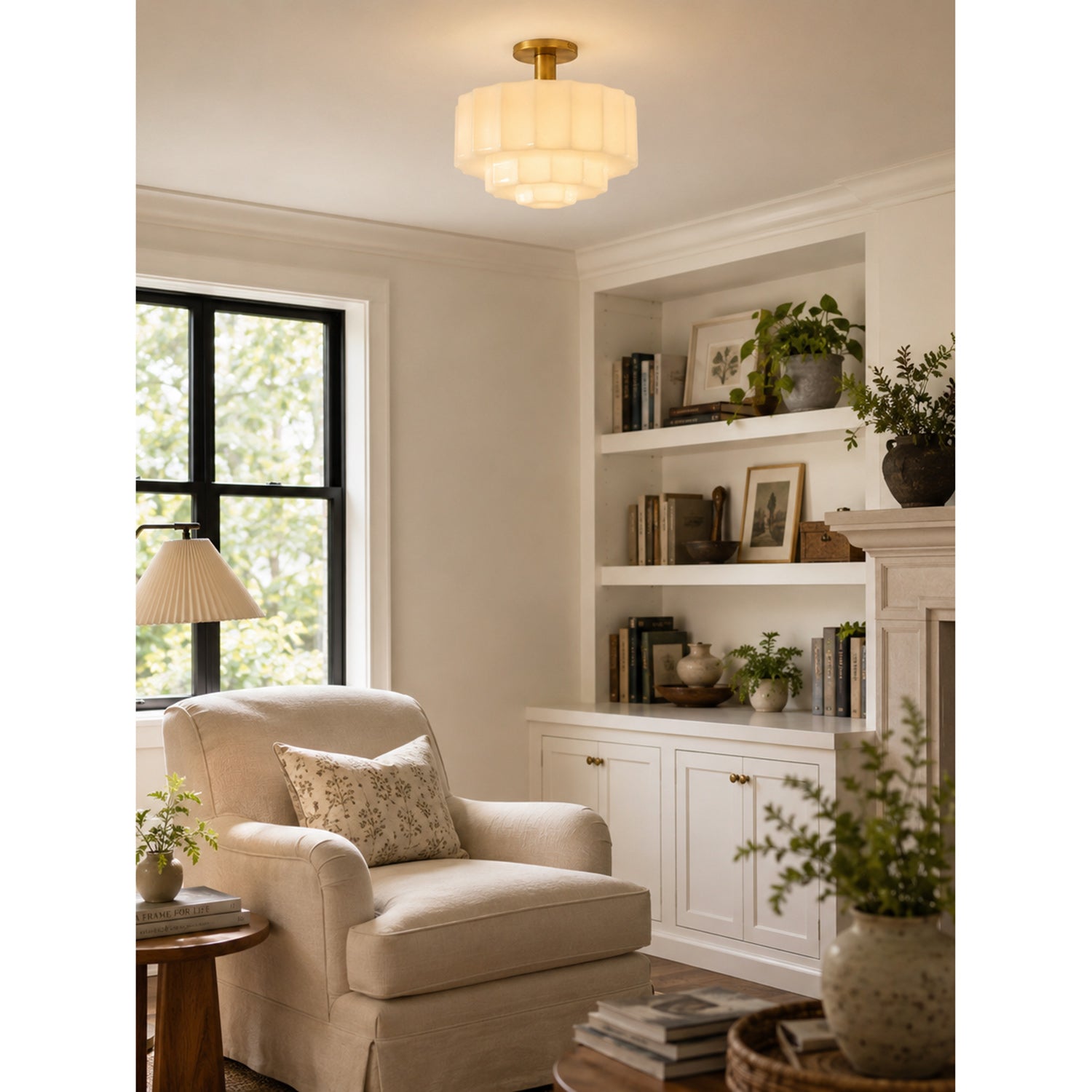 Octavia Tiered Opal Glass Semi-Flush Mount