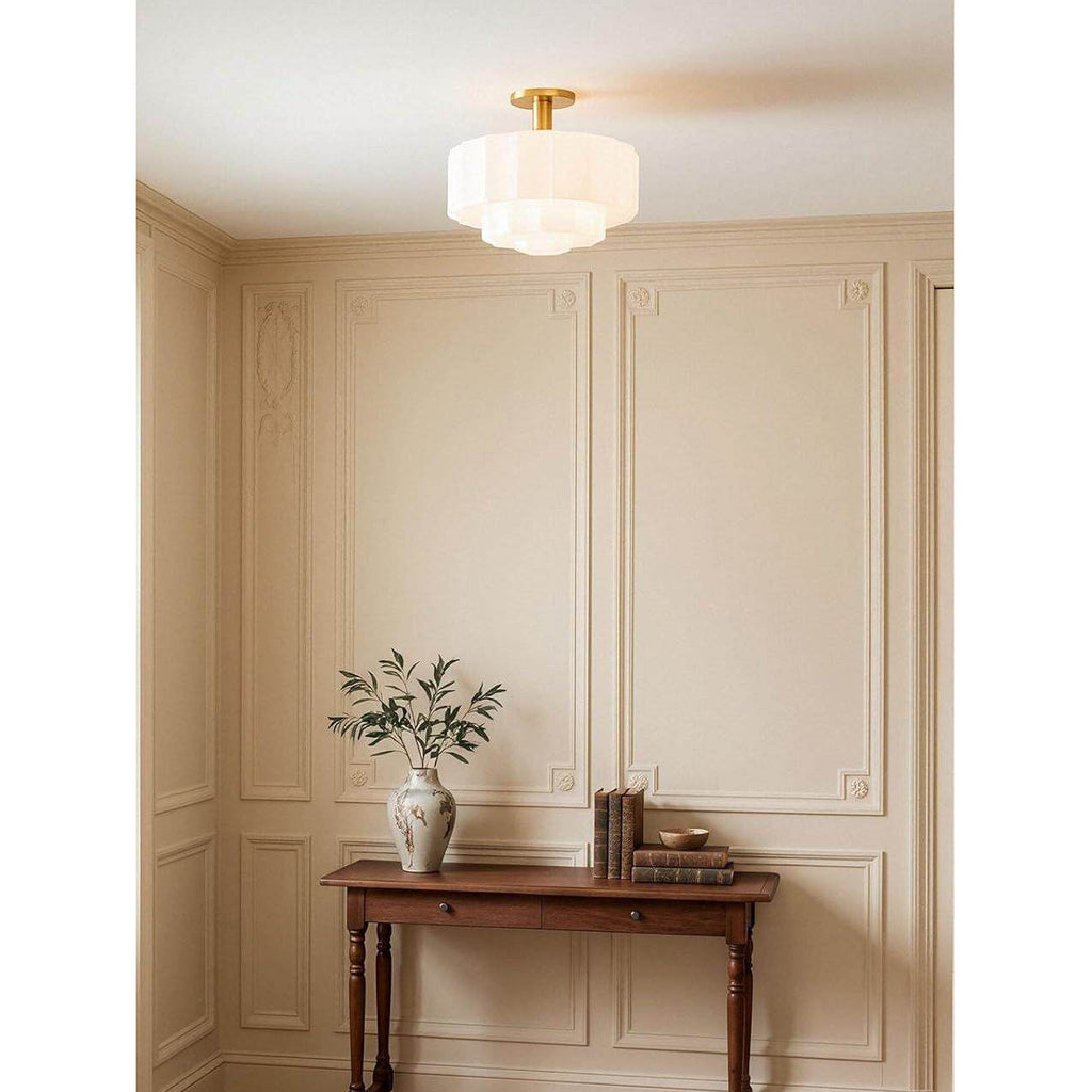 Octavia Tiered Opal Glass Semi-Flush Mount