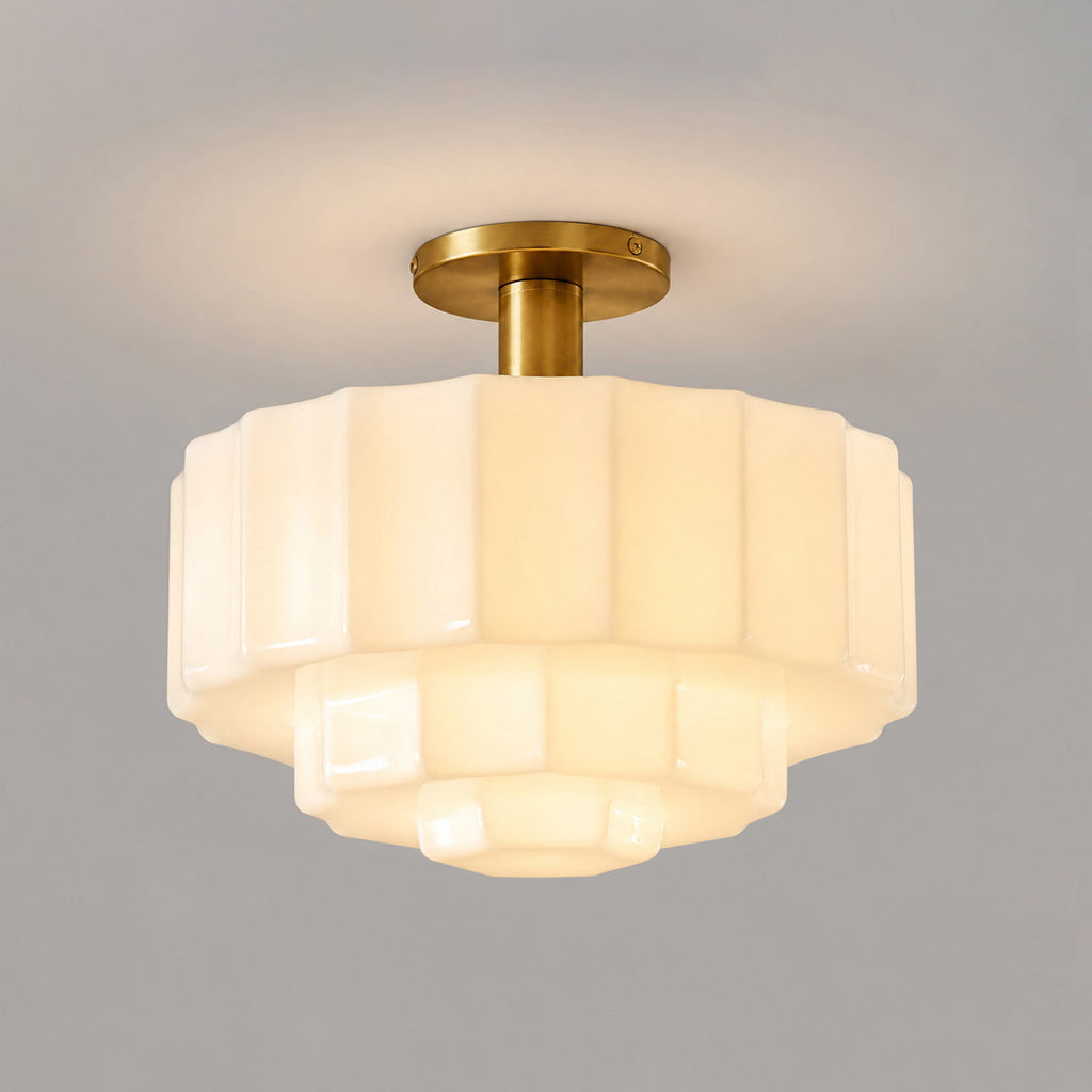 Octavia Tiered Opal Glass Semi-Flush Mount