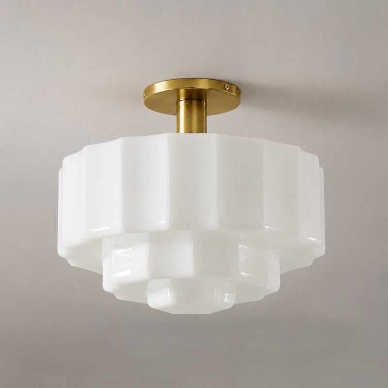 Octavia Tiered Opal Glass Semi-Flush Mount
