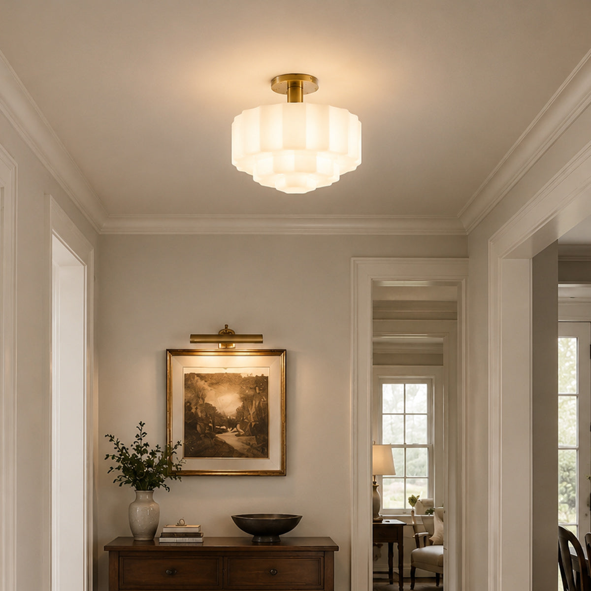 Octavia Tiered Opal Glass Semi-Flush Mount
