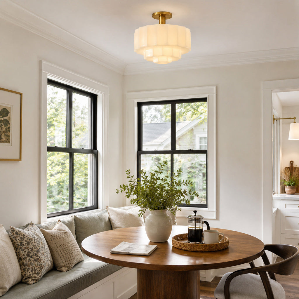 Octavia Tiered Opal Glass Semi-Flush Mount