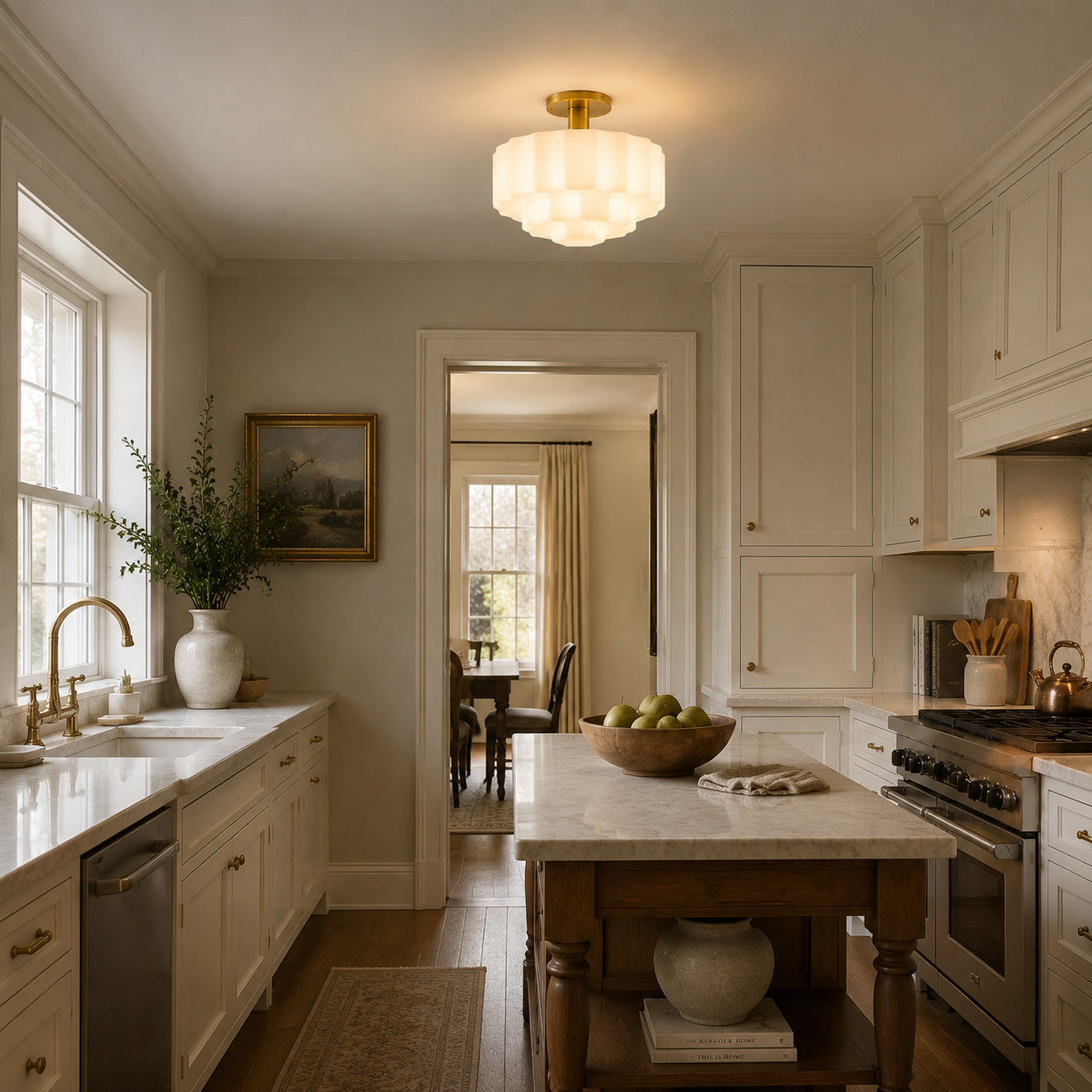 Octavia Tiered Opal Glass Semi-Flush Mount