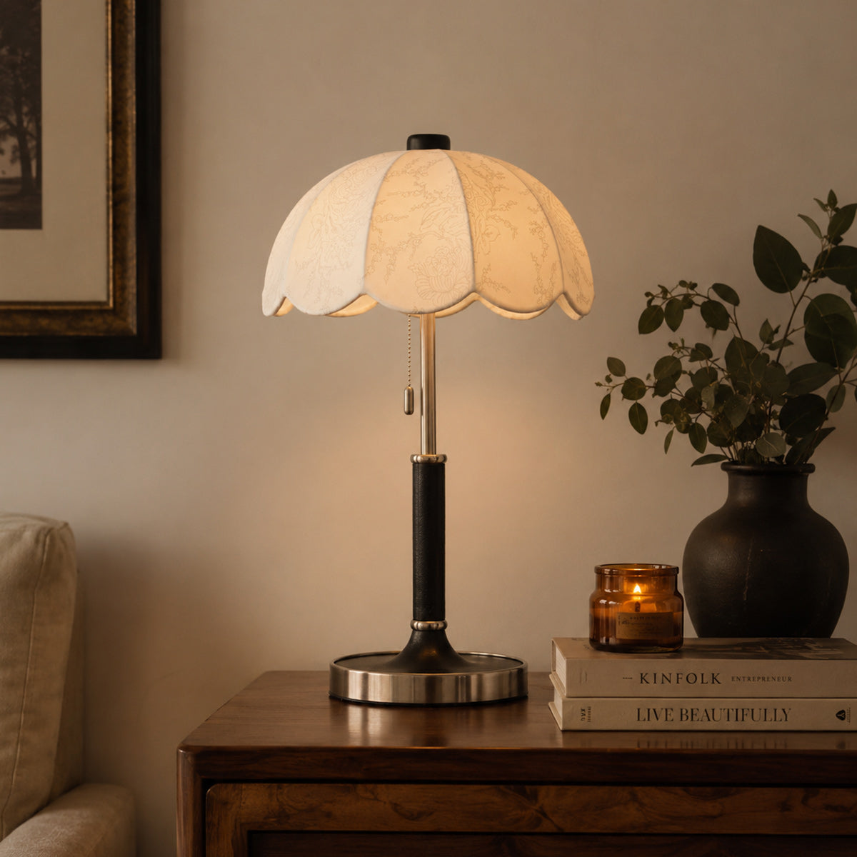 Odette Scalloped Floral Shade Table Lamp