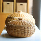 EcoStyle: Round Rattan Basket – Robust, Stylish & Versatile for Supplies & Accessories