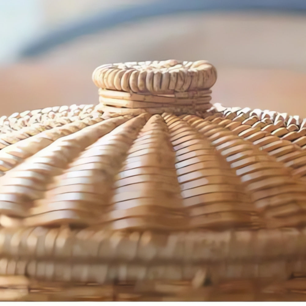 EcoStyle: Round Rattan Basket – Robust, Stylish & Versatile for Supplies & Accessories