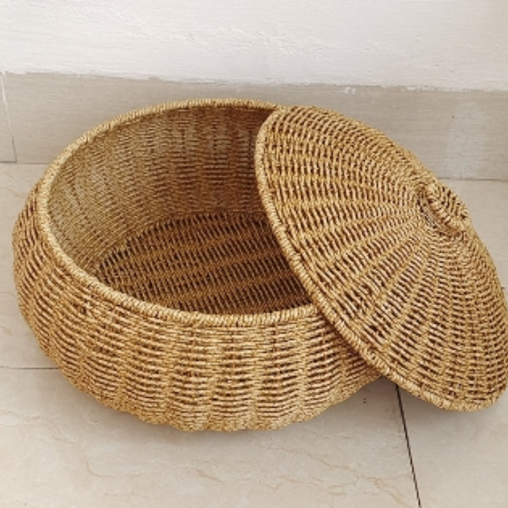 EcoStyle: Round Rattan Basket – Robust, Stylish & Versatile for Supplies & Accessories