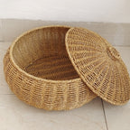 EcoStyle: Round Rattan Basket – Robust, Stylish & Versatile for Supplies & Accessories