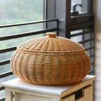 EcoStyle: Round Rattan Basket – Robust, Stylish & Versatile for Supplies & Accessories