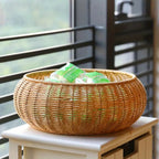 EcoStyle: Round Rattan Basket – Robust, Stylish & Versatile for Supplies & Accessories
