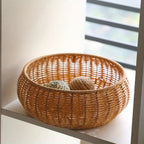 EcoStyle: Round Rattan Basket – Robust, Stylish & Versatile for Supplies & Accessories