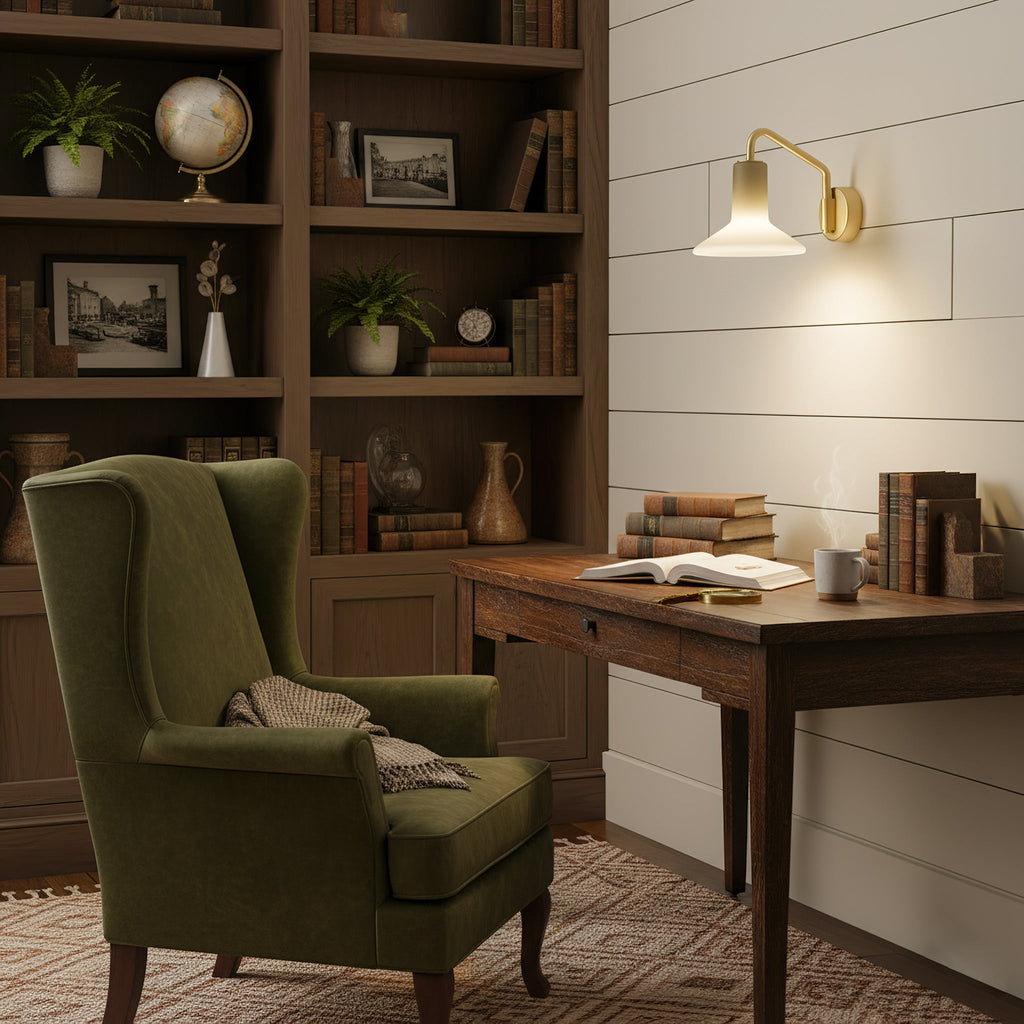Olly Hat-Shade Glass Wall Sconce