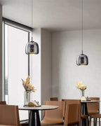 OmbraVetro: Designer Pendant Light made of Tinted Glass with Warm White LED Light – for Living Room & Dining Area
