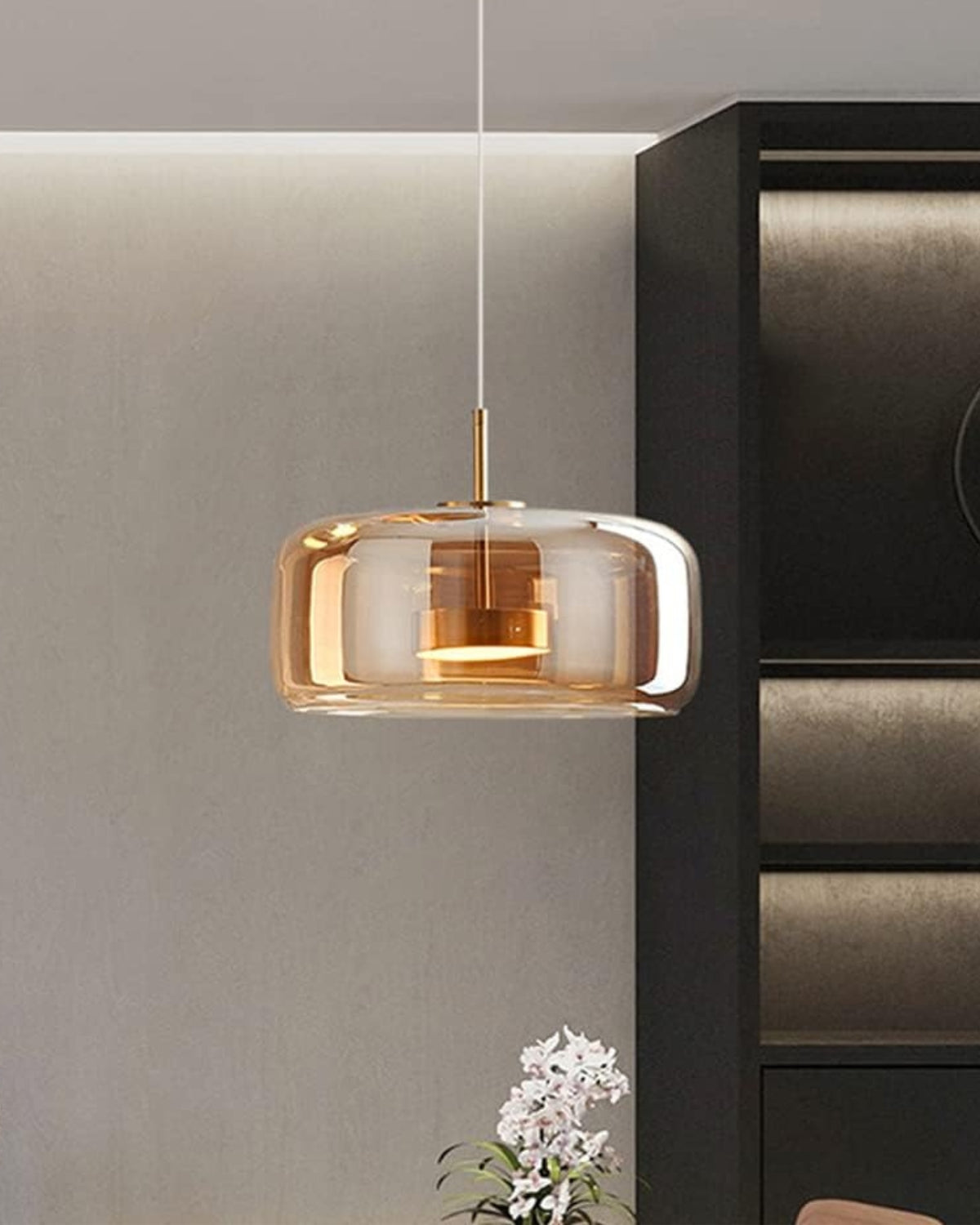 OmbraVetro: Designer Pendant Light made of Tinted Glass with Warm White LED Light – for Living Room & Dining Area
