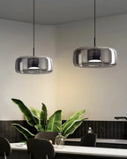 OmbraVetro: Designer Pendant Light made of Tinted Glass with Warm White LED Light – for Living Room & Dining Area