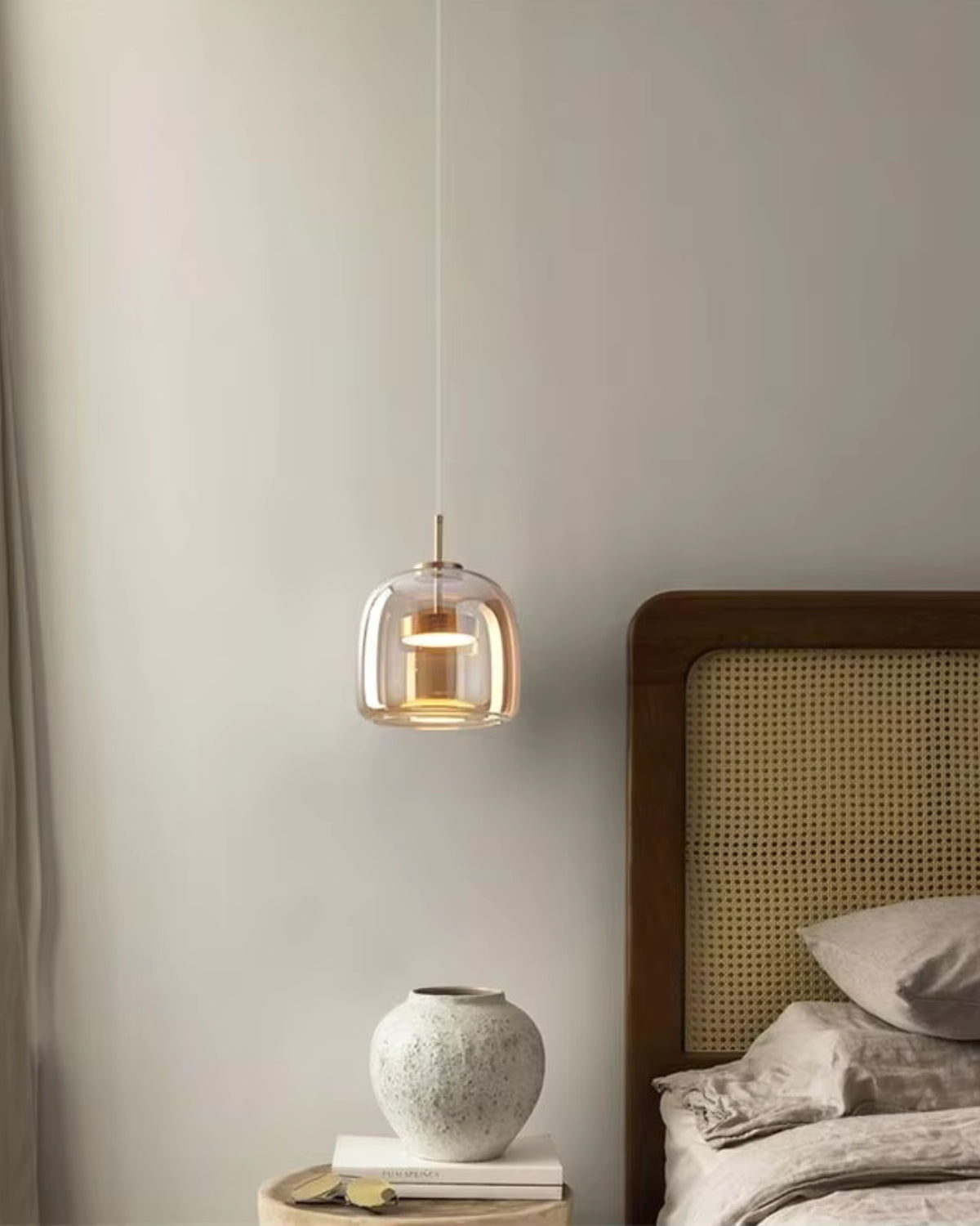 OmbraVetro: Designer Pendant Light made of Tinted Glass with Warm White LED Light – for Living Room & Dining Area