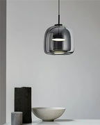 OmbraVetro: Designer Pendant Light made of Tinted Glass with Warm White LED Light – for Living Room & Dining Area