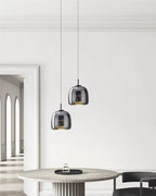 OmbraVetro: Designer Pendant Light made of Tinted Glass with Warm White LED Light – for Living Room & Dining Area