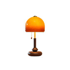 Ombrea Walnut & Glass Mushroom Table Lamp