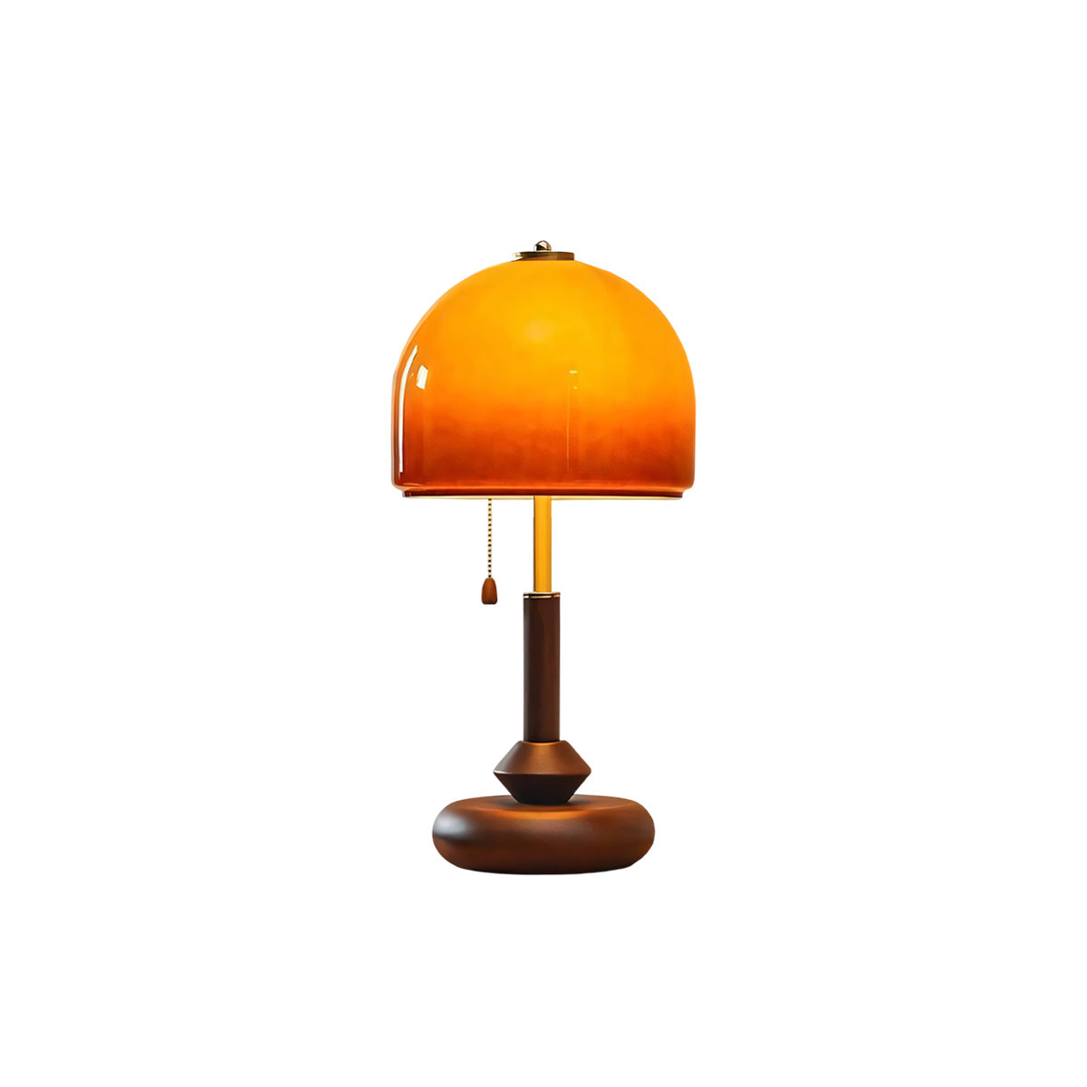 Ombrea Walnut & Glass Mushroom Table Lamp