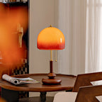 Ombrea Walnut & Glass Mushroom Table Lamp