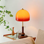 Ombrea Walnut & Glass Mushroom Table Lamp