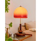 Ombrea Walnut & Glass Mushroom Table Lamp