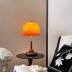 Ombrea Walnut & Glass Mushroom Table Lamp