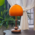 Ombrea Walnut & Glass Mushroom Table Lamp