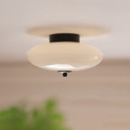 Opal Flush Glass & Iron Ceiling Light
