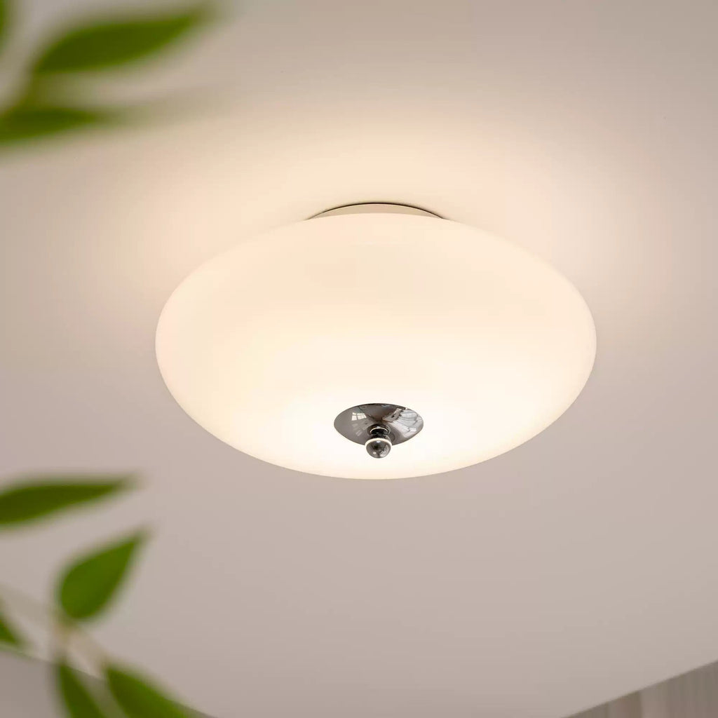 Opal Flush Glass & Iron Ceiling Light