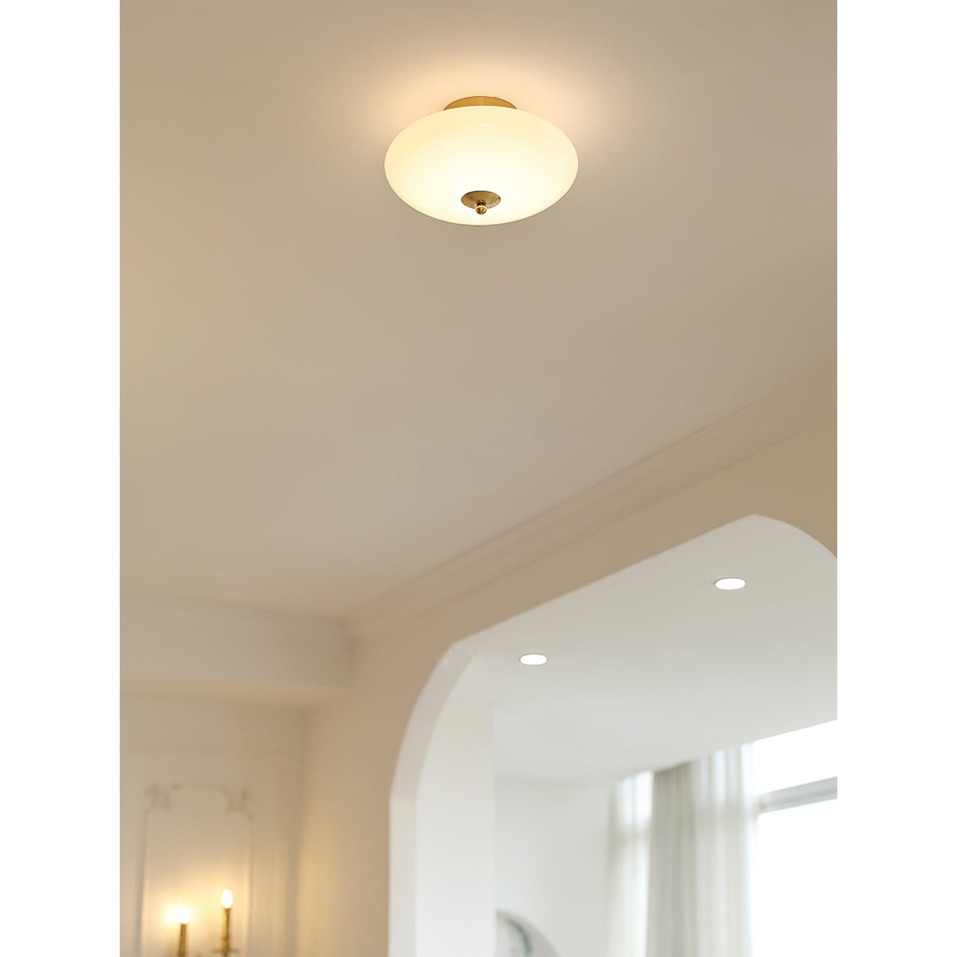 Opal Flush Glass & Iron Ceiling Light