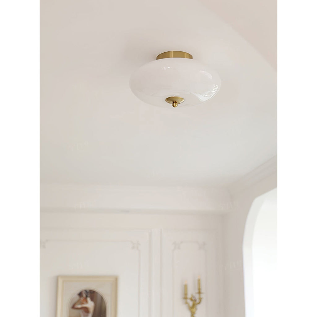 Opal Flush Glass & Iron Ceiling Light