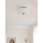 Opal Flush Glass & Iron Ceiling Light