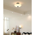 Opal Flush Glass & Iron Ceiling Light