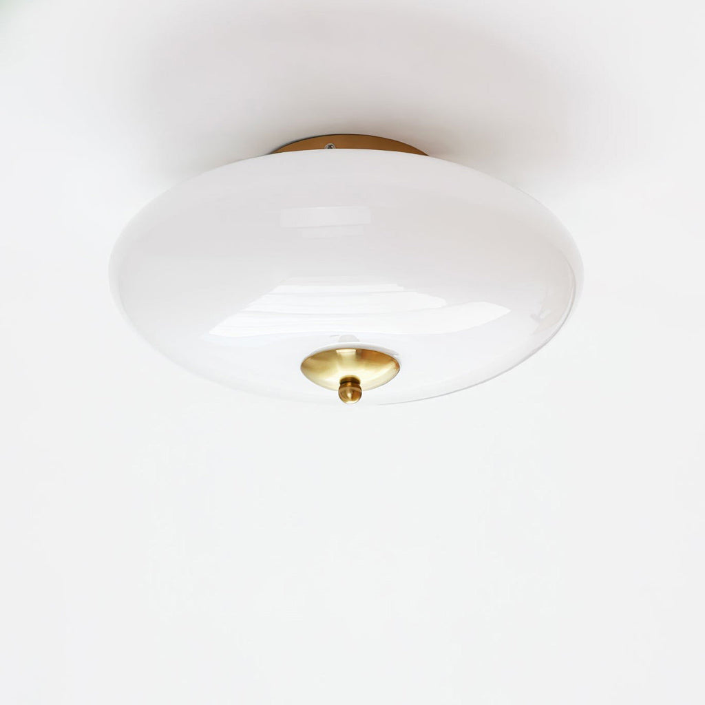 Opal Flush Glass & Iron Ceiling Light