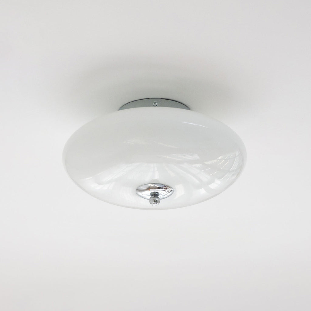 Opal Flush Glass & Iron Ceiling Light