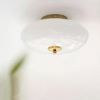 Opal Flush Glass & Iron Ceiling Light