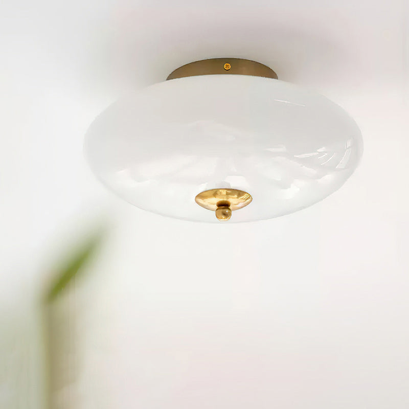 Opal Flush Glass & Iron Ceiling Light