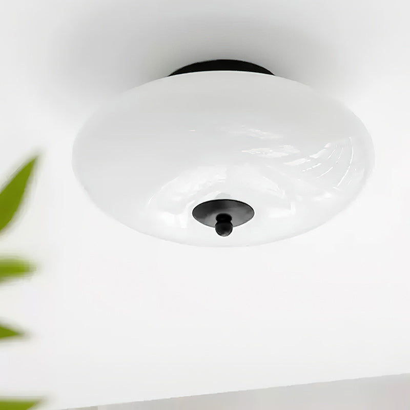 Opal Flush Glass & Iron Ceiling Light