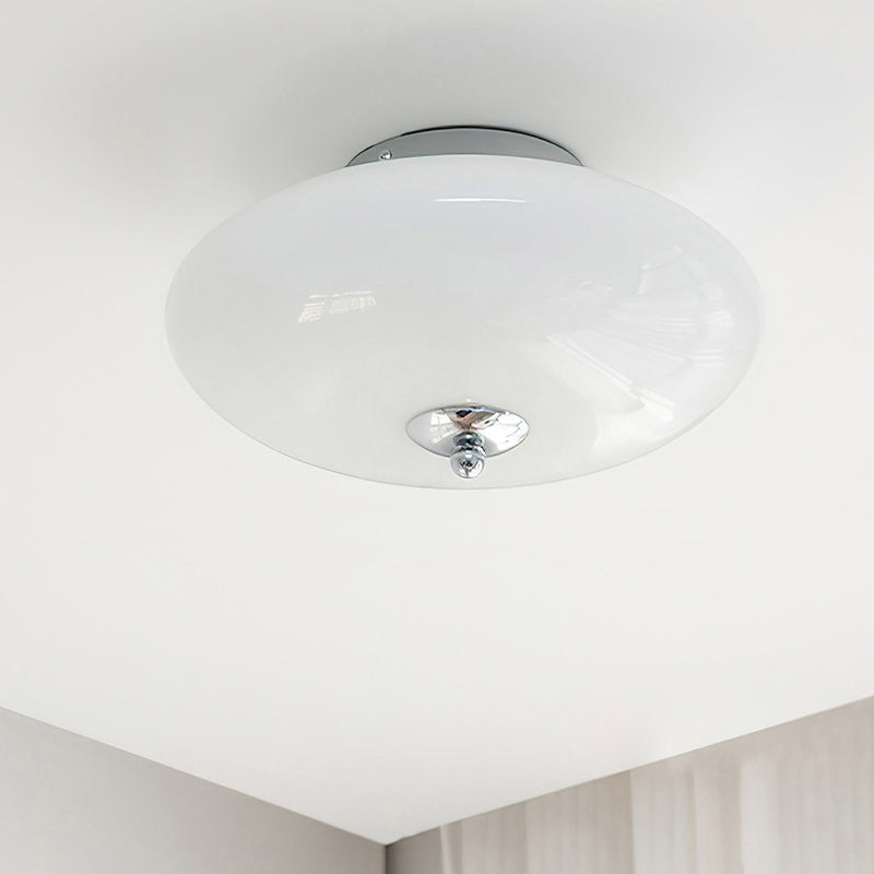 Opal Flush Glass & Iron Ceiling Light
