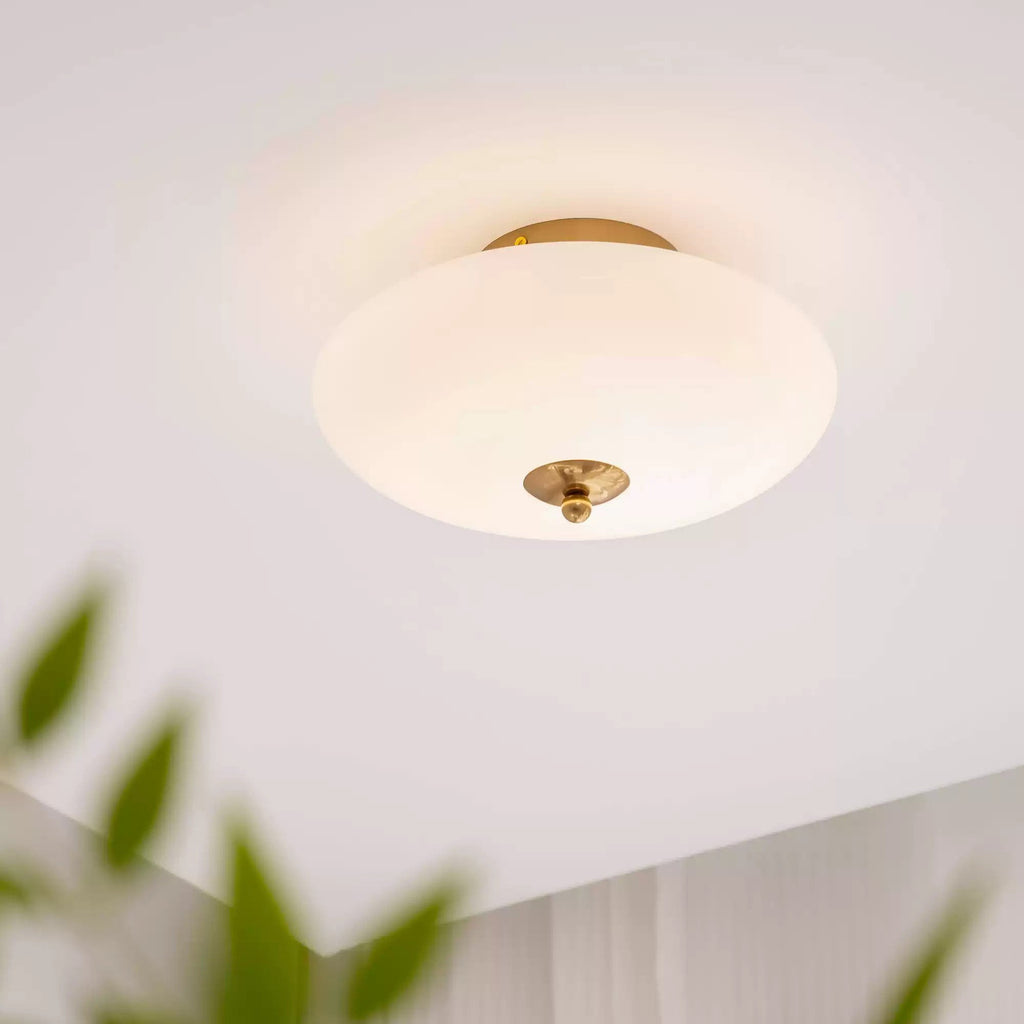 Opal Flush Glass & Iron Ceiling Light