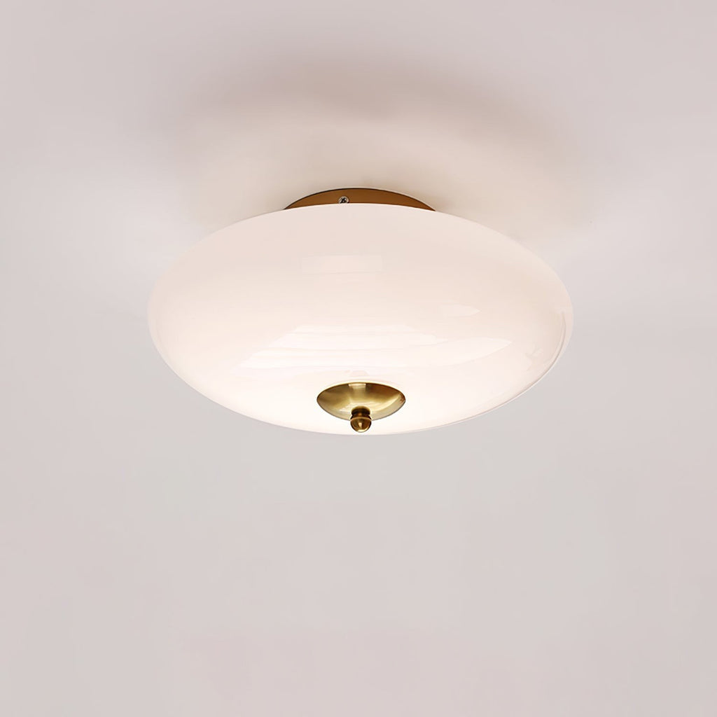 Opal Flush Glass & Iron Ceiling Light