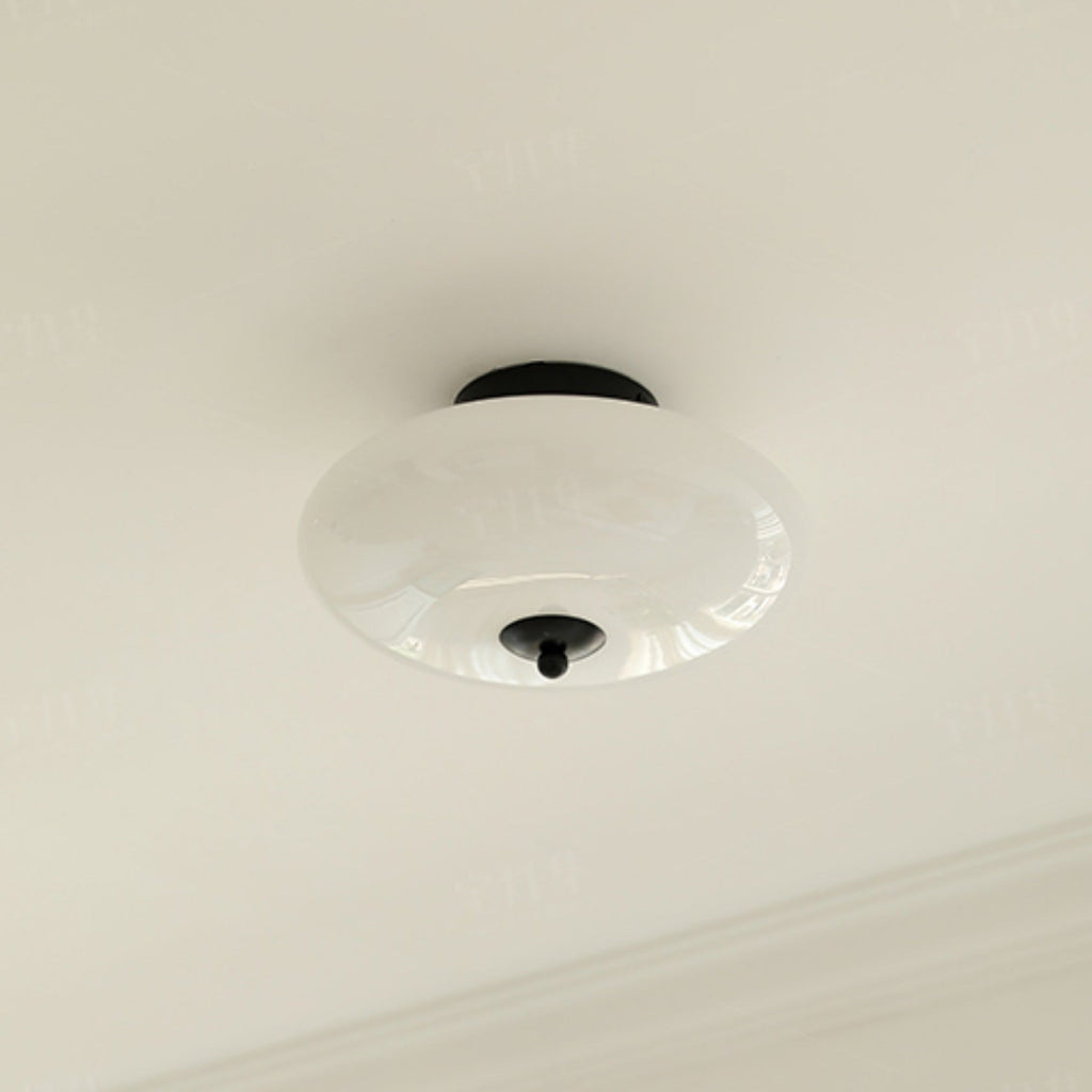 Opal Flush Glass & Iron Ceiling Light