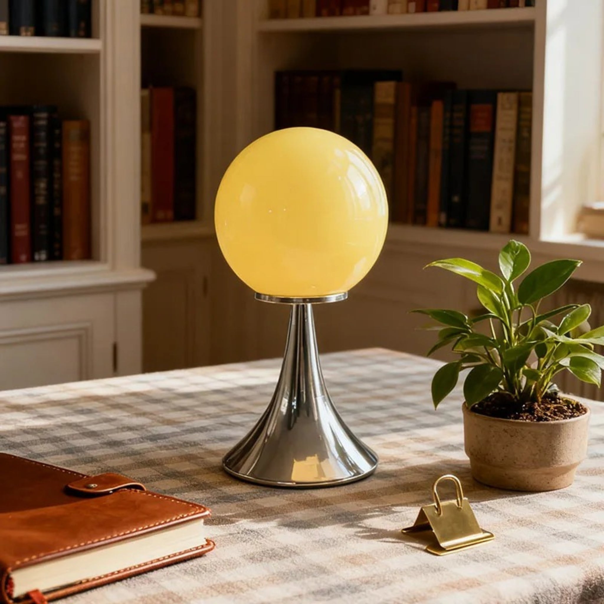 Glass Table Lamp - Dimmable LED, Modern Nordic Design for Living Room
