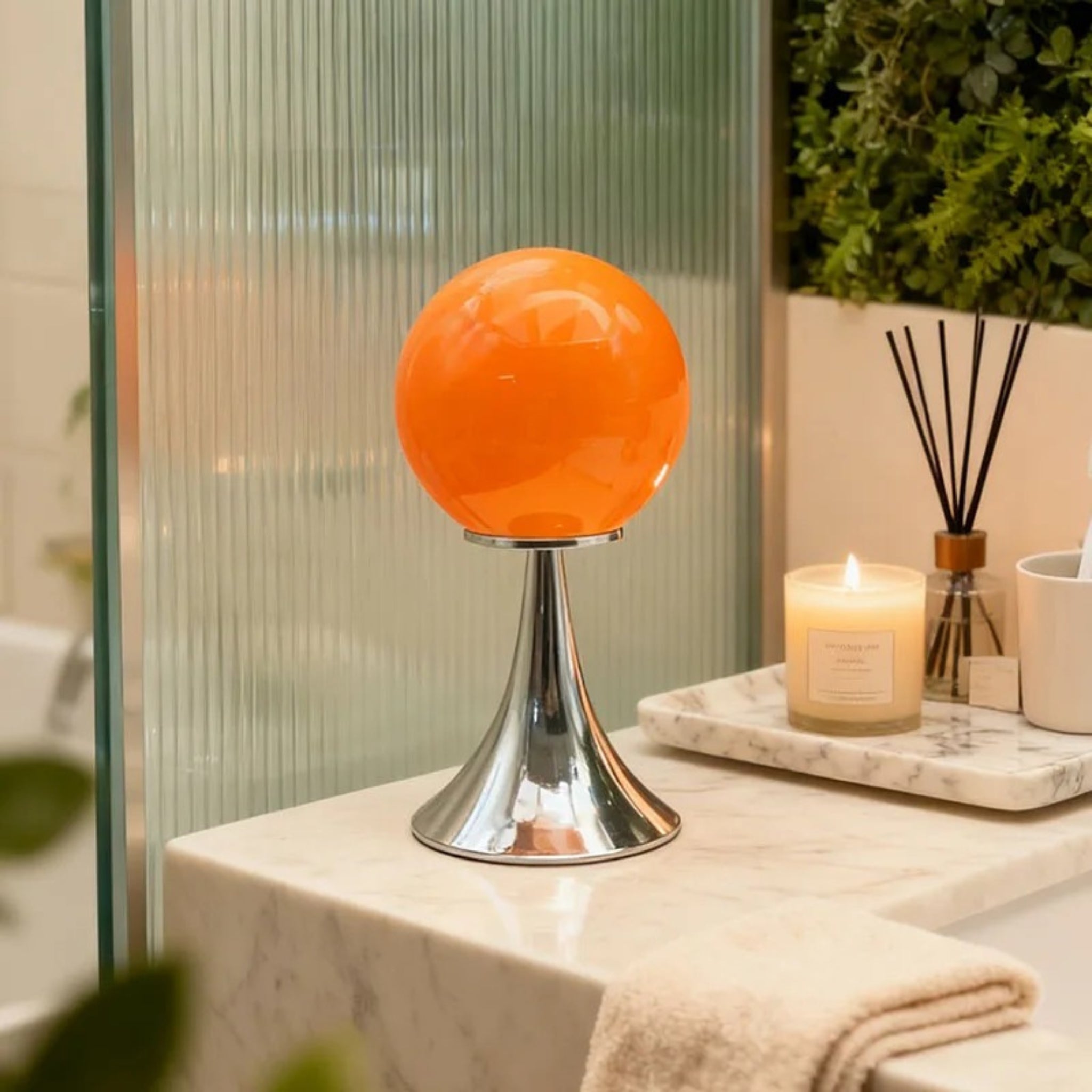 Glass Table Lamp - Dimmable LED, Modern Nordic Design for Living Room