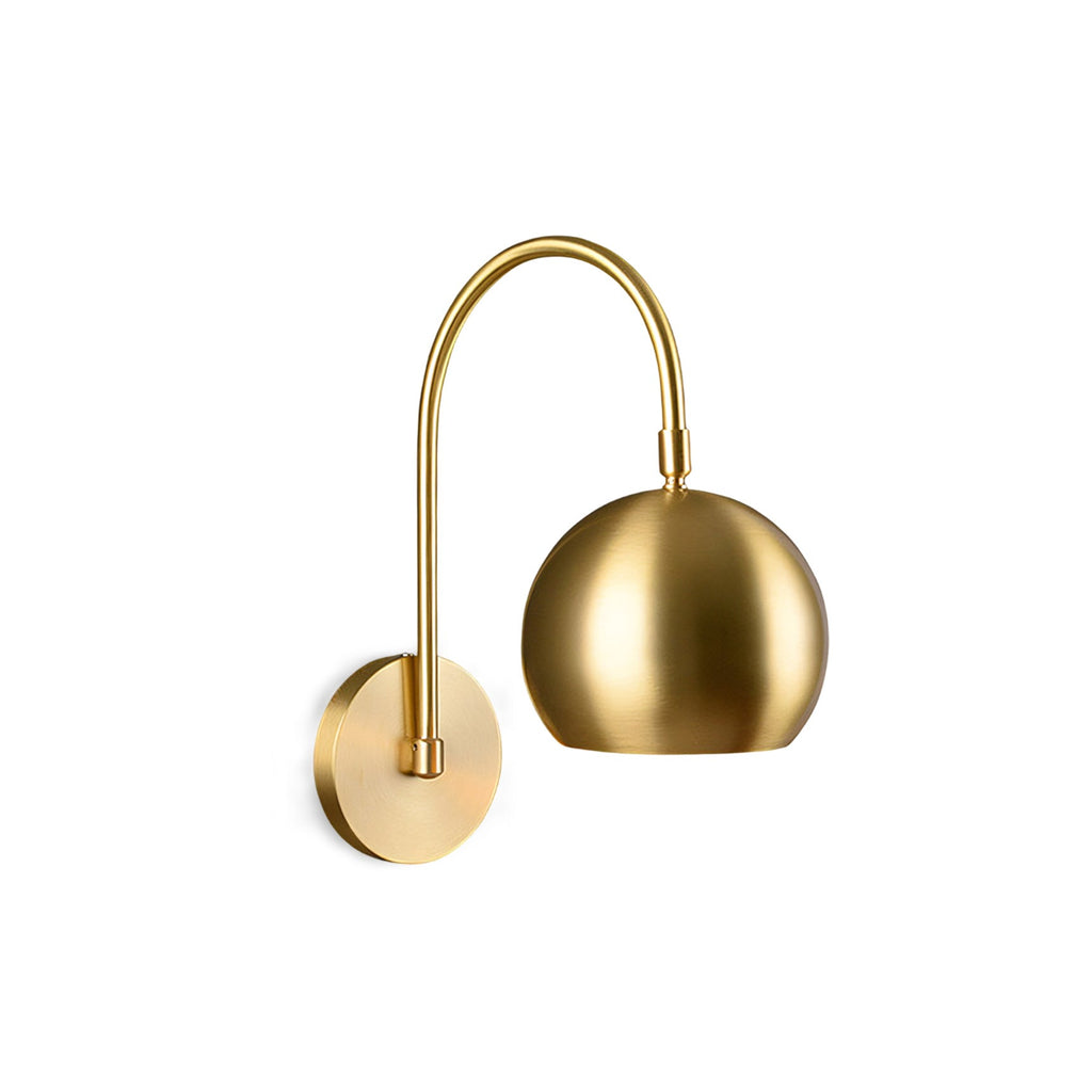 Orbiter Dome Single Gooseneck Brass Sconce