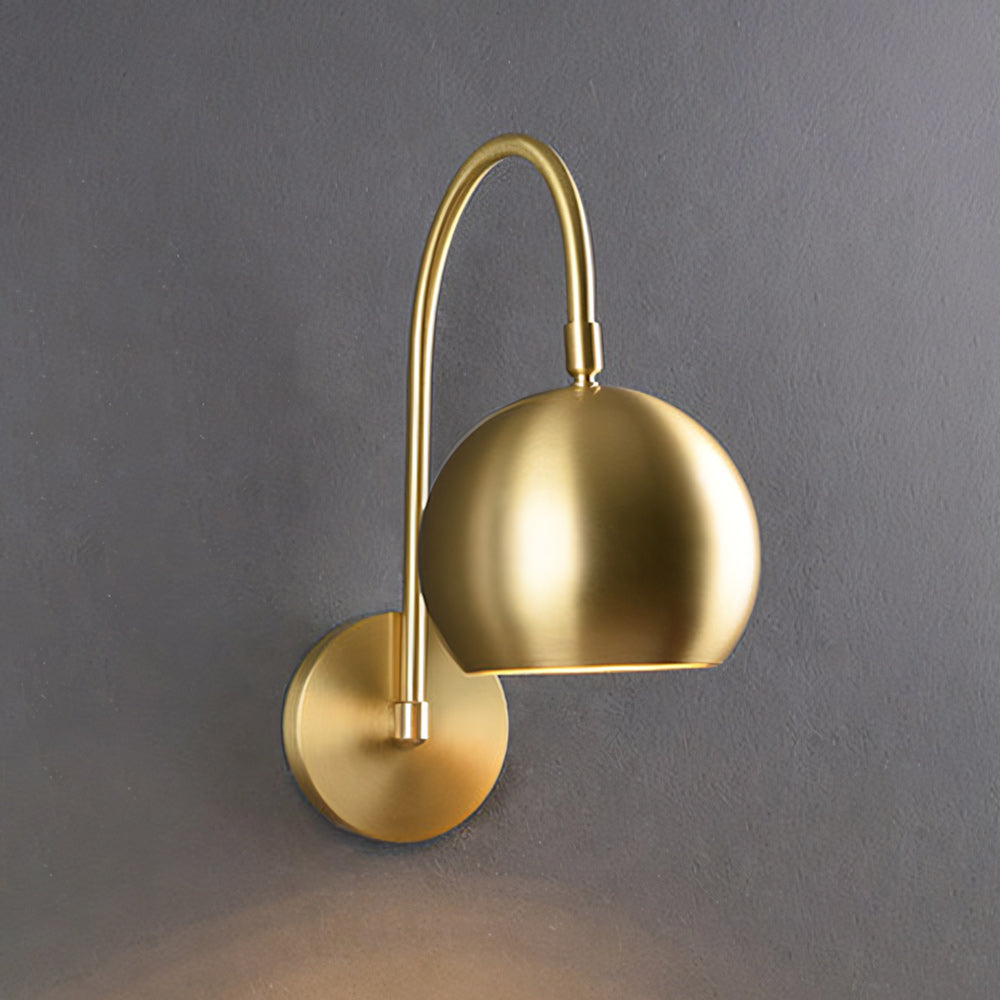 Orbiter Dome Single Gooseneck Brass Sconce